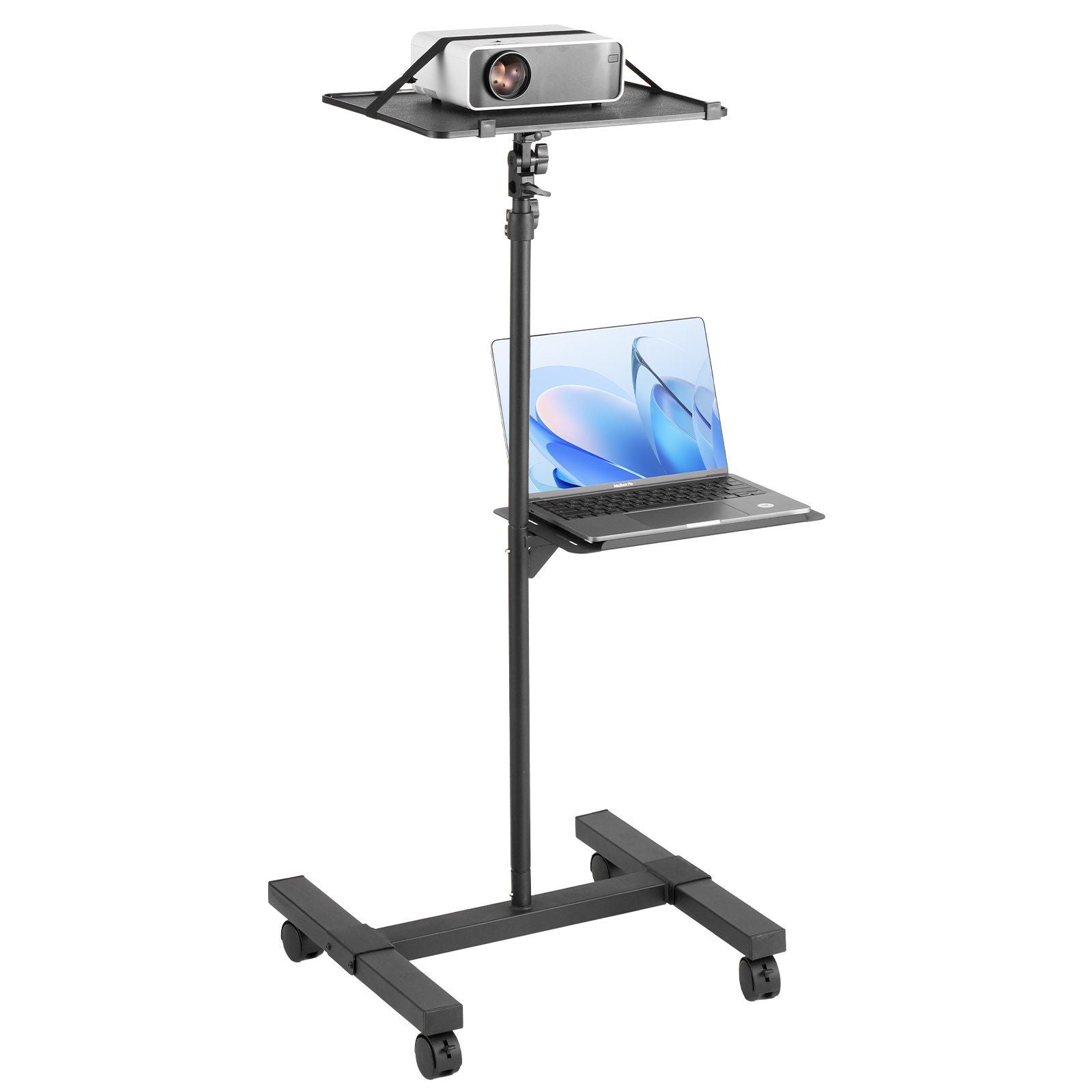 VEVOR Projector Floor Stand Adjustable Height from 22.8 to 57.3 in, DJ Equipment, Projector Mount with Tray, Ideal for Outdoor M