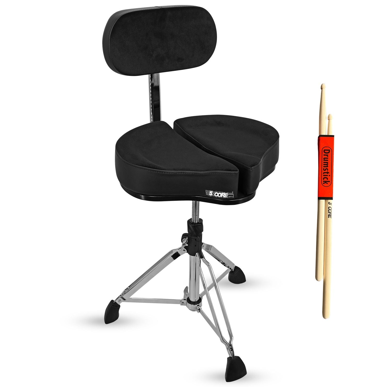 5 Core Drum Throne 5 Padded Split Spine Support 4 Legged 441Lb Capacity Stool w Backrest