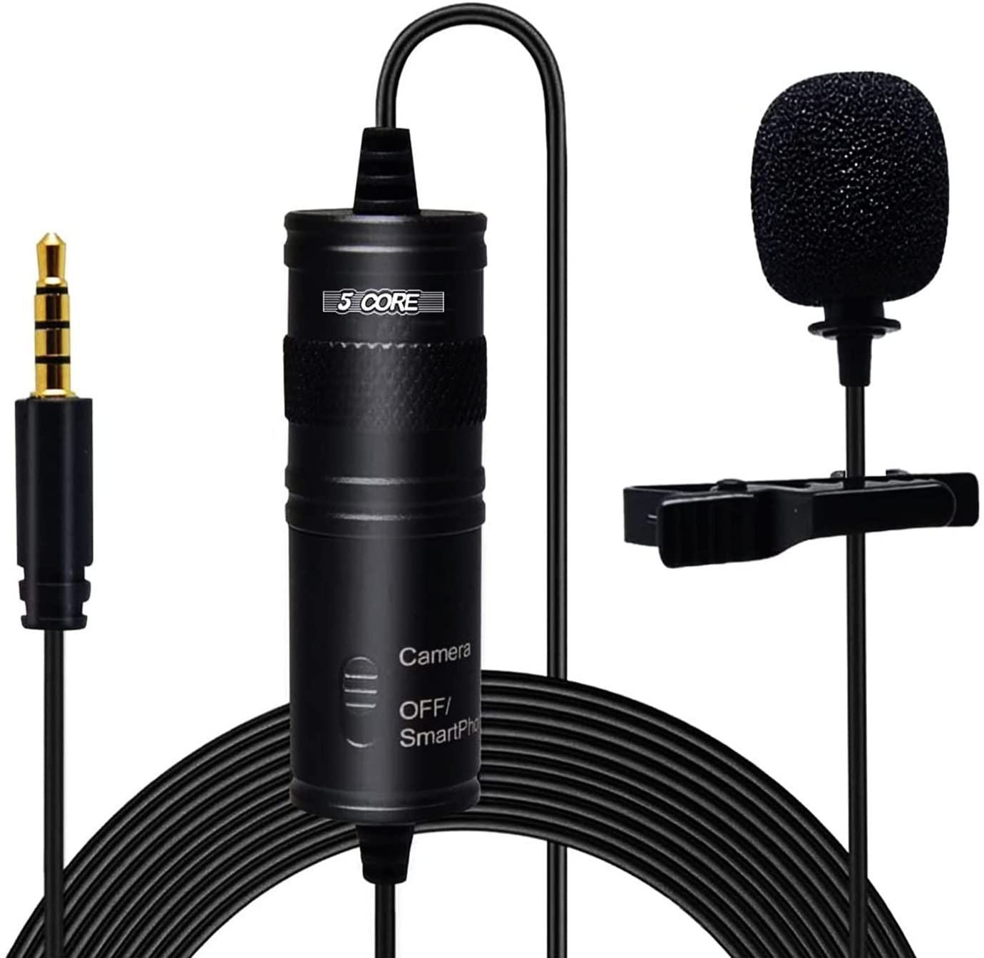 Professional Omnidirectional Lavalier Microphone 3.5mm Clip-On Lapel Mic for Smartphone DSLR Camera PC Interview Video Camcorder