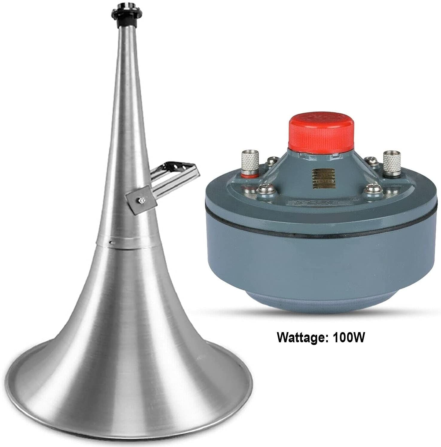 Indoor Outdoor PA Horn Speaker - Waterproof Long Range Trumpet Horn 24 Inch + Driver Compression Unit 100 Watts RMS (1000W PMPO)