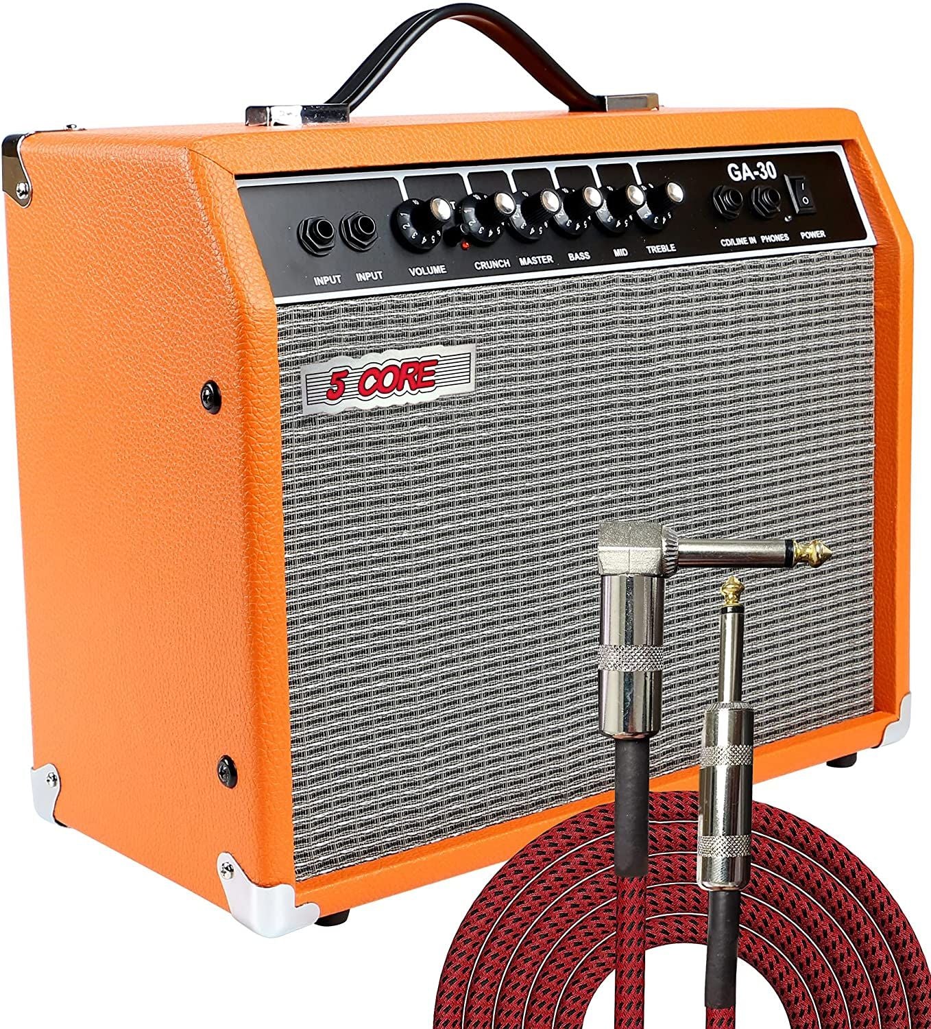 Electric Guitar Bass Amp 30 Watt Amplifier Built in Speaker 2 Input Headphone Jack and CD/Line Input Includes Boost Crunch Maste