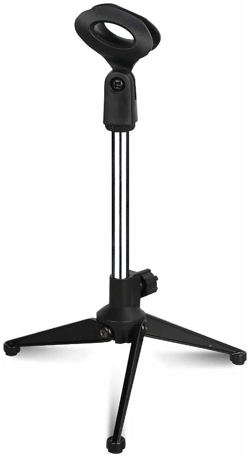 Mini Microphone Stand Tripod Universal Adjustable Desk Microphone Stand Portable Foldable Table Top Desktop Stand With Small Pla