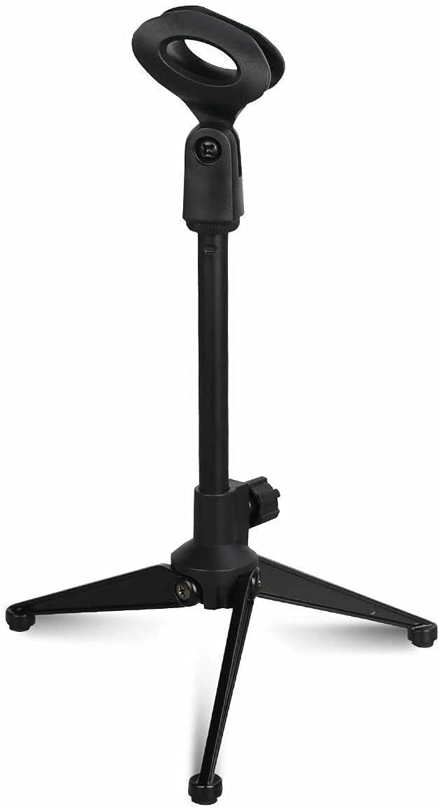 Mini Microphone Stand Tripod Universal Adjustable Desk Microphone Stand Portable Foldable Table Top Desktop Stand With Small Pla