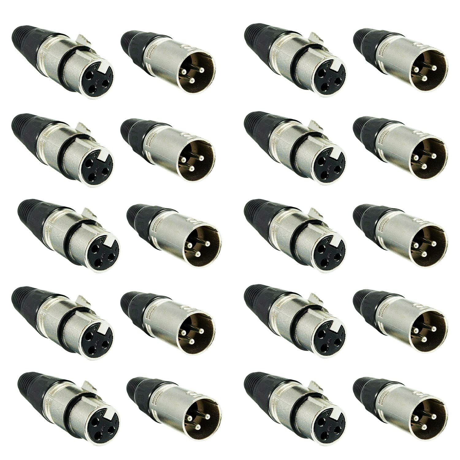 3 Pin XLR Male Female Microphone Audio Cable Connector Solder Snake Plug Mic XLR Adapter Connectors Pair 5 Core XLR 1 Pair (10 P