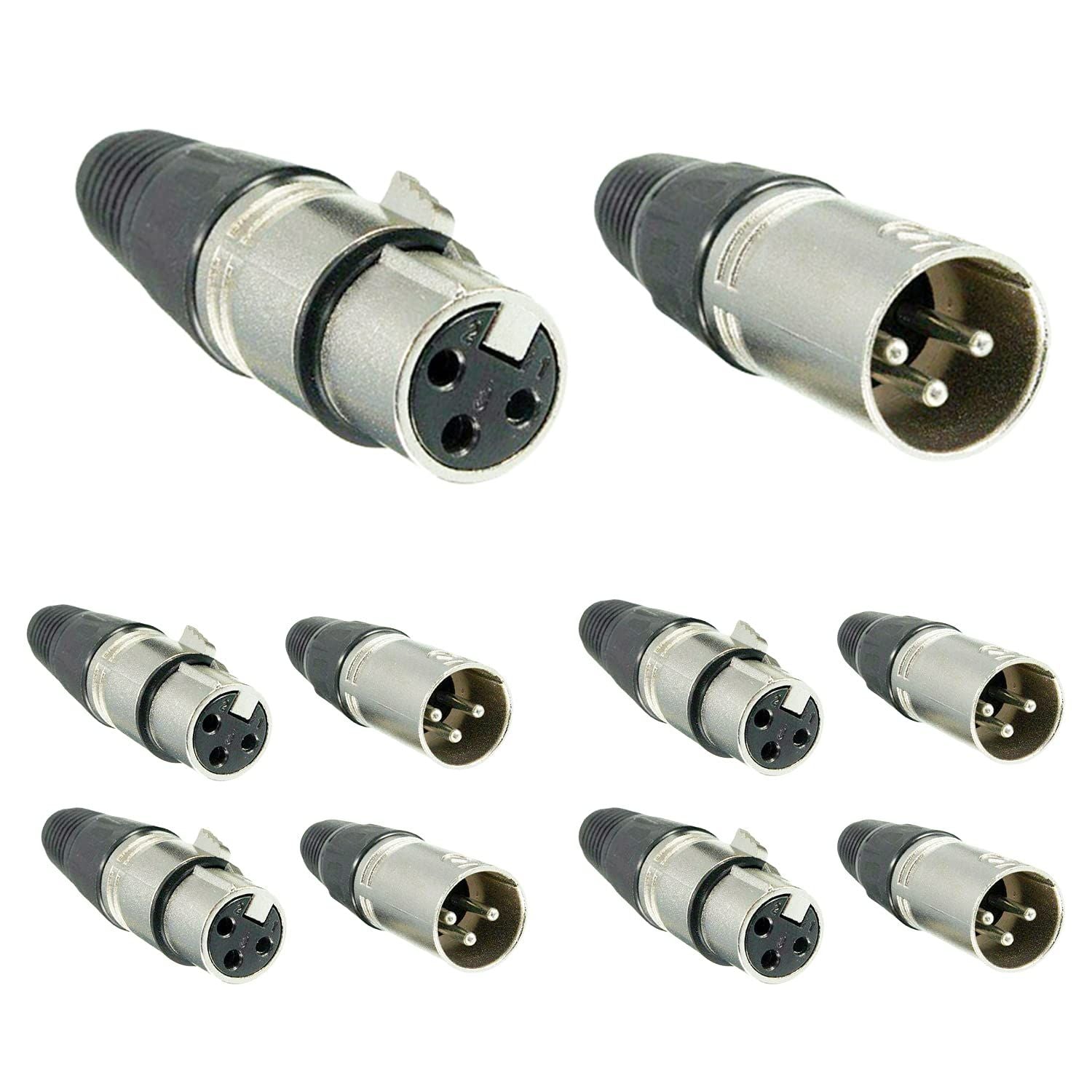 3 Pin XLR Male Female Microphone Audio Cable Connector Solder Snake Plug Mic XLR Adapter Connectors Pair 5 Core XLR 1 Pair (5 Pa
