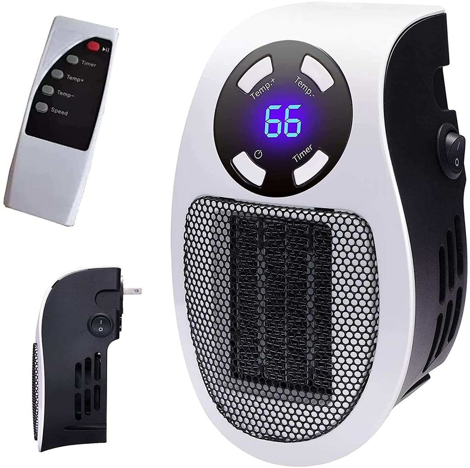 Programmable Space Heater, with Led Display Wall Outlet Electric Heater with Adjustable Thermostat and Timer for Home Office Ind