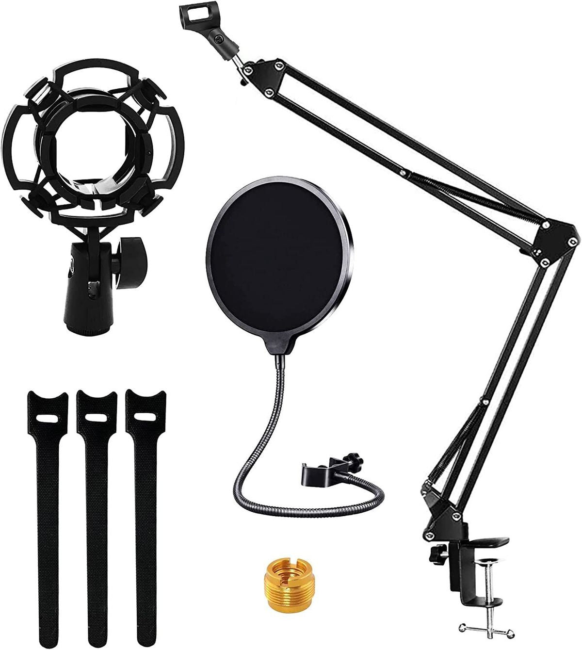 5 Core Professional Microphone Stand 16 Inch With Pop Filter Heavy Duty Microphone Suspension Scissor Arm Stand And Windscreen M